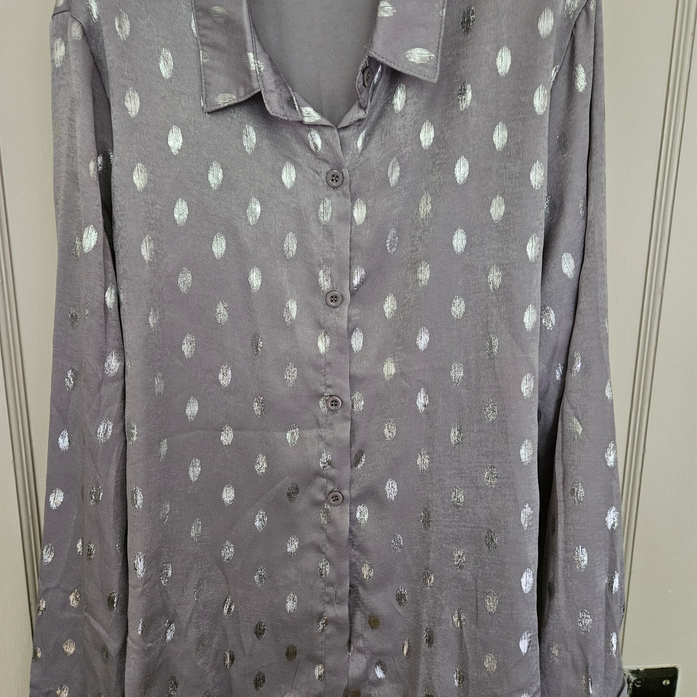 Chic Silver Button Down Shirt for Women